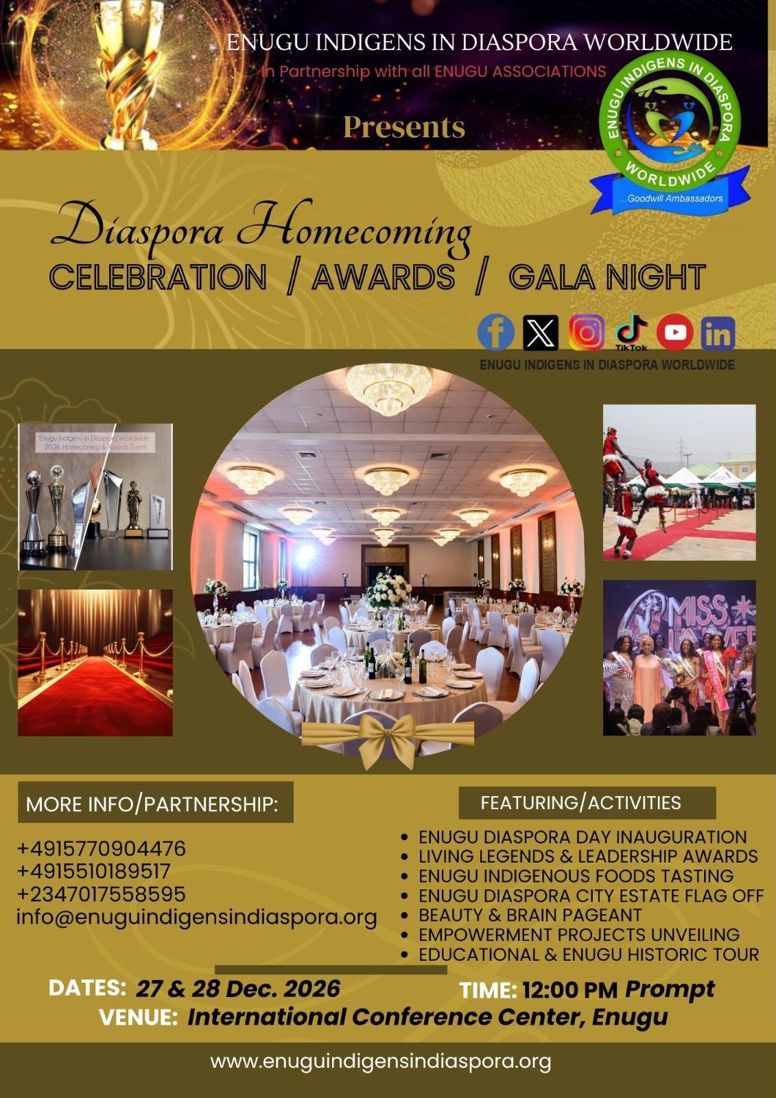 Enugu Diaspora Homecoming 2026 Event Banner
